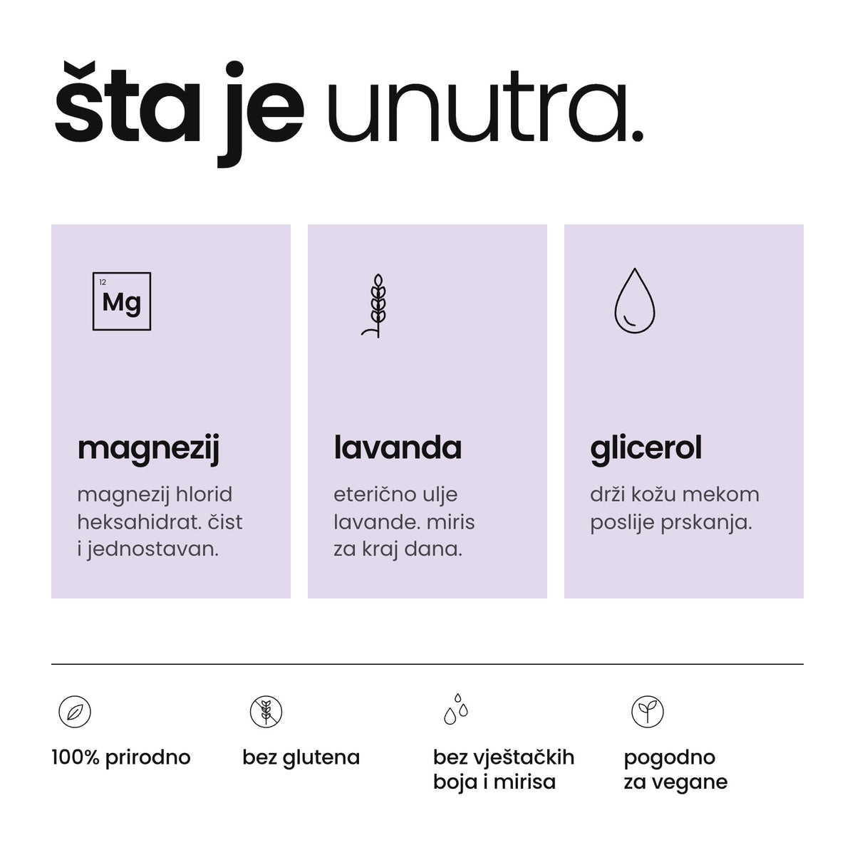 sastojci omg lavanda magnezij ulja: magnezij, lavanda, glicerol